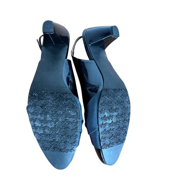 Soft Style Womens Black Patent Slingback Heels With Bow Detail Low Heel Size 9 - Picture 6 of 10